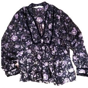 Zara Floral Blouse Black Pink